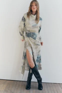 Online VESTIDO MIDI ESTAMPADO ZW COLLECTION Mujer Vestidos