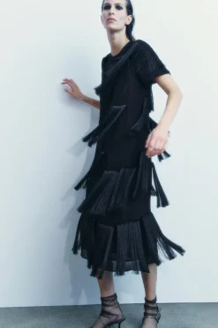 Online VESTIDO MIDI FLECOS ZW COLLECTION Mujer Vestidos