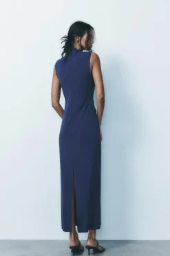 Discount VESTIDO MIDI FRUNCES Mujer Vestidos