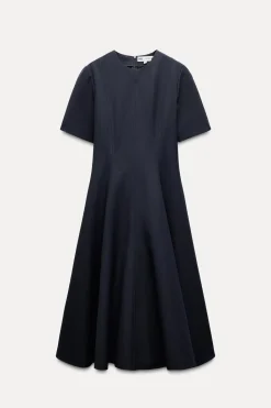 New VESTIDO MIDI GODETS ZW COLLECTION Mujer Vestidos