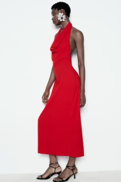 Online VESTIDO MIDI HALTER Mujer Vestidos