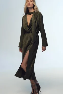 Best VESTIDO MIDI JACQUARD Mujer Vestidos