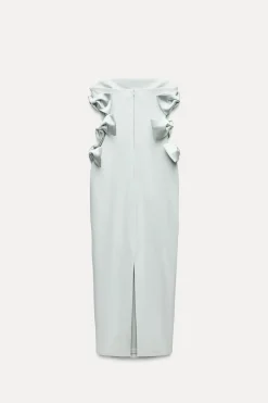 Outlet VESTIDO MIDI LAZOS SATINADOS Mujer Vestidos