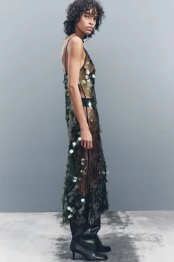 Online VESTIDO MIDI LENTEJUELAS Mujer Vestidos