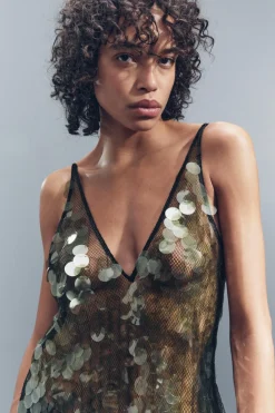 Online VESTIDO MIDI LENTEJUELAS Mujer Vestidos