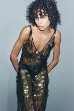 Online VESTIDO MIDI LENTEJUELAS Mujer Vestidos