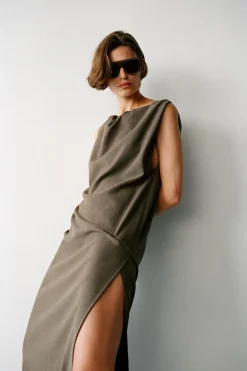 Fashion VESTIDO MIDI MEZCLA LANA ZW COLLECTION Mujer Vestidos