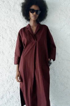 Fashion VESTIDO MIDI PESPUNTES ZW COLLECTION Mujer Vestidos