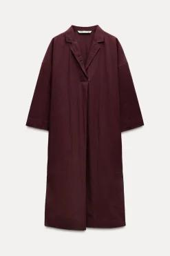 Fashion VESTIDO MIDI PESPUNTES ZW COLLECTION Mujer Vestidos