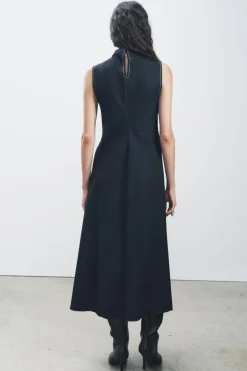 New VESTIDO MIDI PESPUNTES ZW COLLECTION Mujer Vestidos