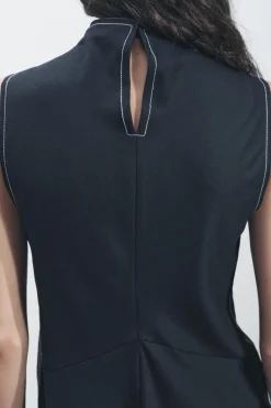 New VESTIDO MIDI PESPUNTES ZW COLLECTION Mujer Vestidos