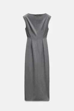 Online VESTIDO MIDI PLIEGUES CINTURA Mujer Vestidos