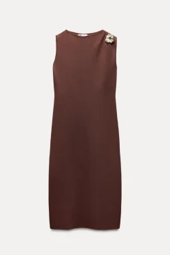 Discount VESTIDO MIDI PUNTO APLIQUE DORADO Mujer Vestidos|Cárdigan / Jerséis