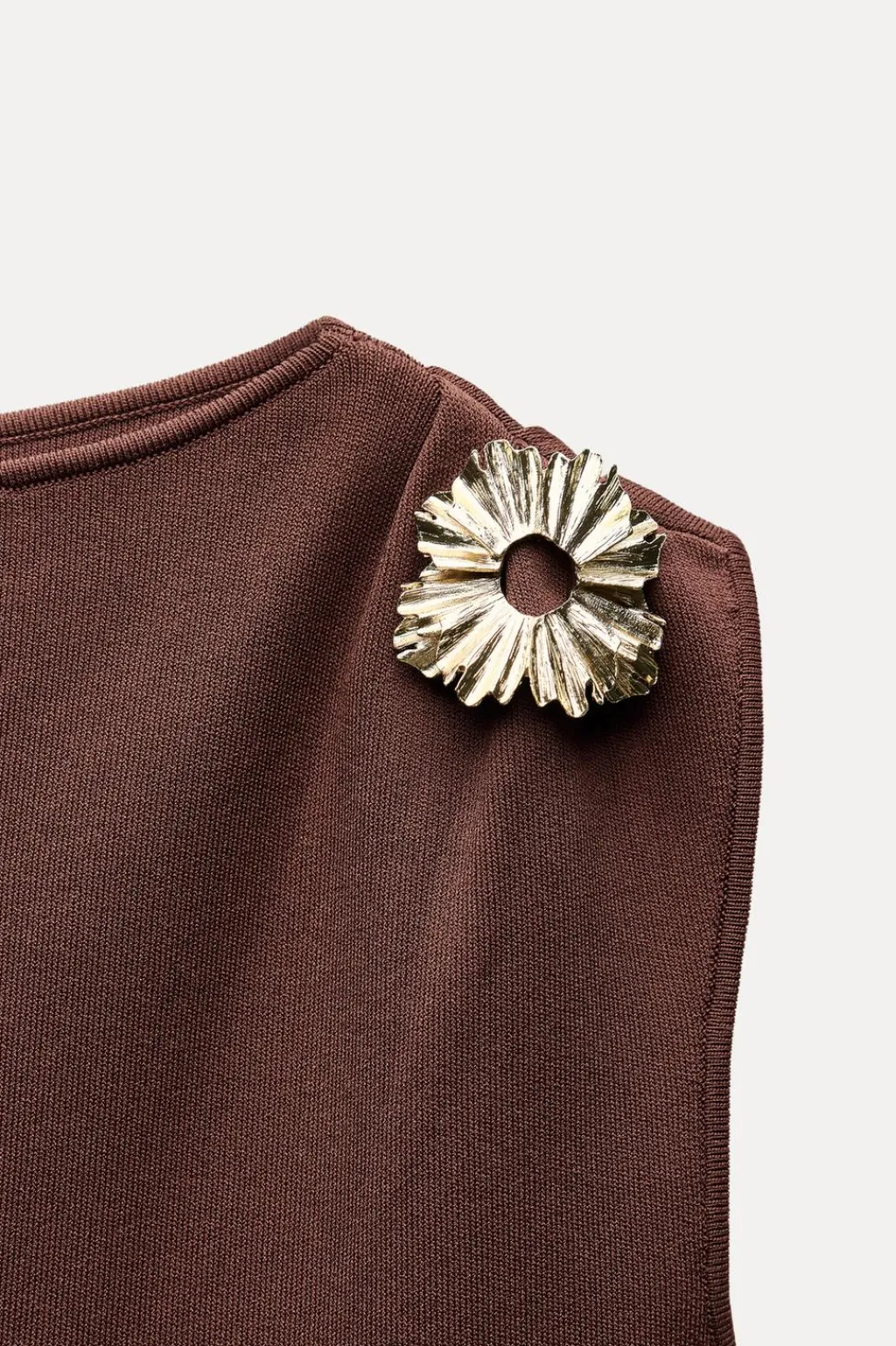 Discount VESTIDO MIDI PUNTO APLIQUE DORADO Mujer Vestidos|Cárdigan / Jerséis