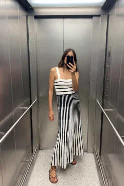 Fashion VESTIDO MIDI PUNTO CORTADO Mujer Vestidos