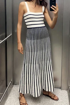 Fashion VESTIDO MIDI PUNTO CORTADO Mujer Vestidos