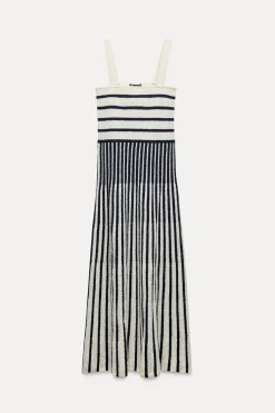 Fashion VESTIDO MIDI PUNTO CORTADO Mujer Vestidos