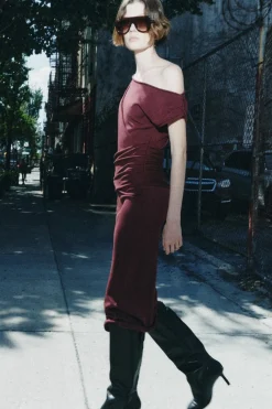 Best VESTIDO MIDI PUNTO DRAPEADO Mujer Vestidos|Cárdigan / Jerséis