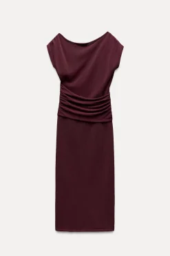 Best VESTIDO MIDI PUNTO DRAPEADO Mujer Vestidos|Cárdigan / Jerséis