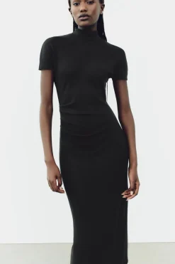 Hot VESTIDO MIDI PUNTO STRETCH Mujer Vestidos