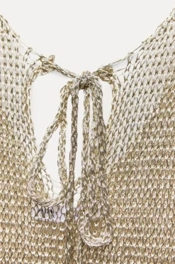 Best VESTIDO MIDI RED METALIZADO Mujer Vestidos