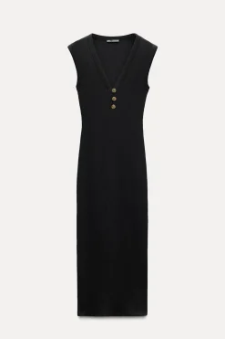 Clearance VESTIDO MIDI RIB BOTONES Mujer Vestidos