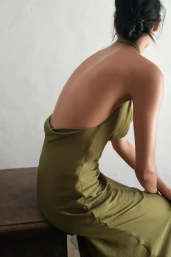 Online VESTIDO MIDI SATINADO Mujer Vestidos