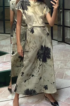 Sale VESTIDO MIDI SATINADO Mujer Vestidos