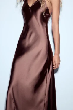 Clearance VESTIDO MIDI SATINADO Mujer Vestidos