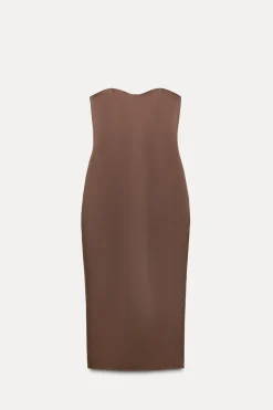 Hot VESTIDO MIDI SATINADO ABERTURA Mujer Vestidos