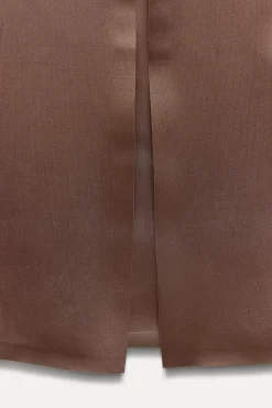 Hot VESTIDO MIDI SATINADO ABERTURA Mujer Vestidos