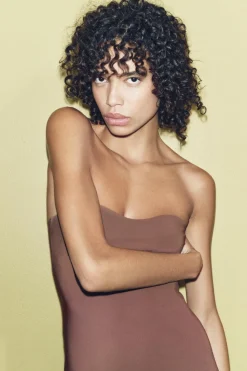 Hot VESTIDO MIDI SATINADO ABERTURA Mujer Vestidos