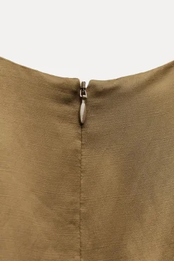 Outlet VESTIDO MIDI SATINADO CON LINO ZW COLLECTION Mujer Vestidos