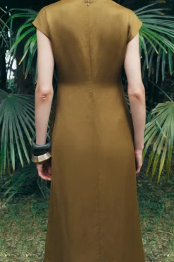 Outlet VESTIDO MIDI SATINADO CON LINO ZW COLLECTION Mujer Vestidos