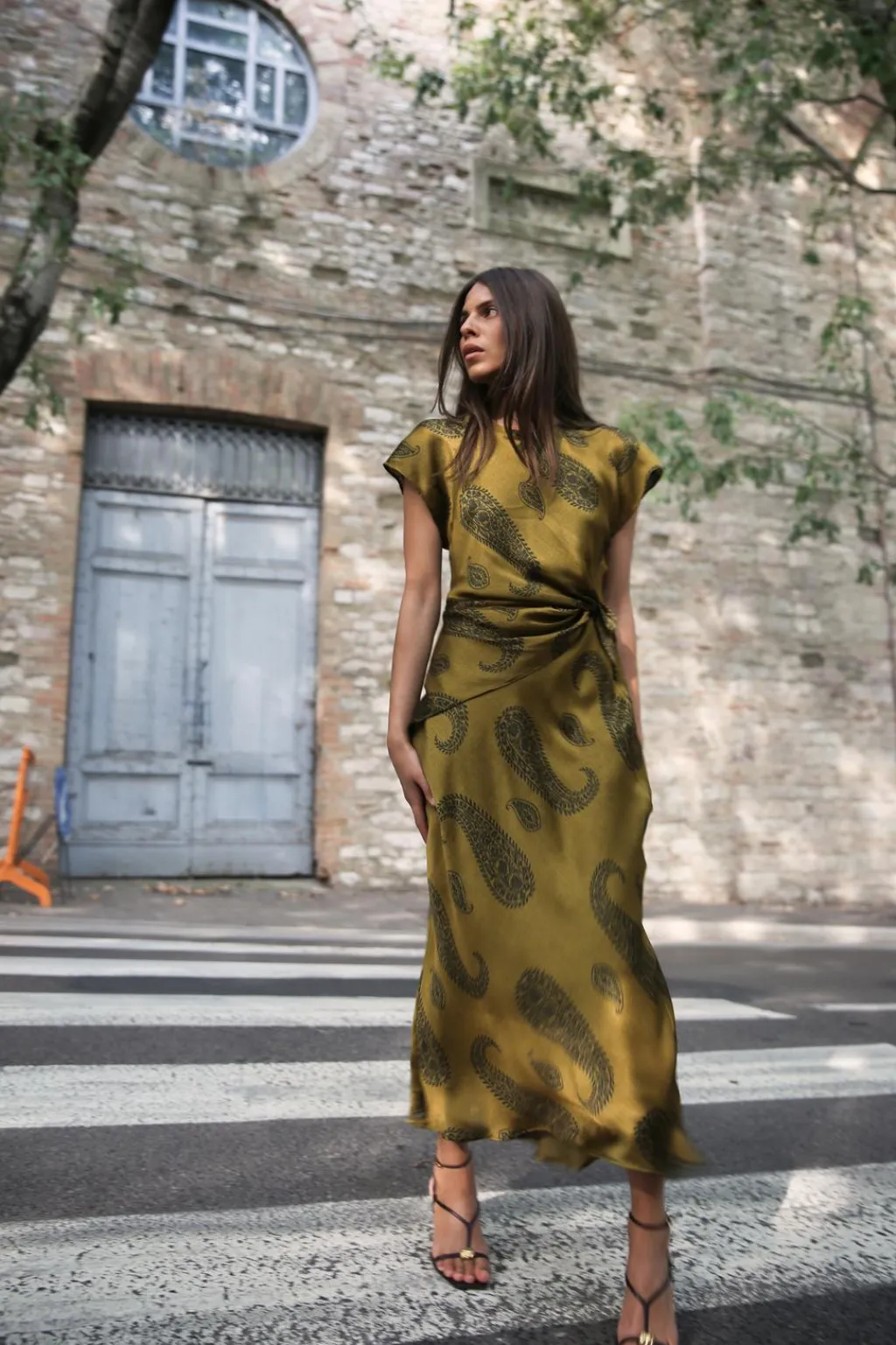 Outlet VESTIDO MIDI SATINADO ESTAMPADO Mujer Vestidos