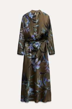 Online VESTIDO MIDI SATINADO ESTAMPADO FLORAL Mujer Vestidos