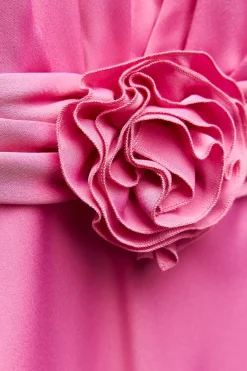 Fashion VESTIDO MIDI SATINADO FLOR Mujer Vestidos