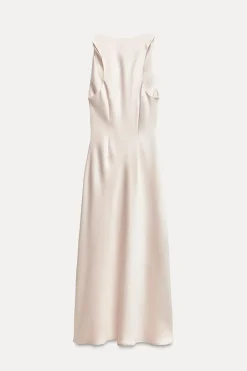 Hot VESTIDO MIDI SATINADO FRUNCES Mujer Vestidos