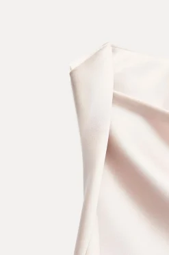 Hot VESTIDO MIDI SATINADO FRUNCES Mujer Vestidos