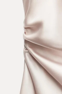 Hot VESTIDO MIDI SATINADO FRUNCES Mujer Vestidos