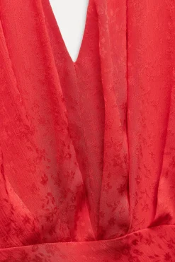 Online VESTIDO MIDI SATINADO JACQUARD Mujer Vestidos