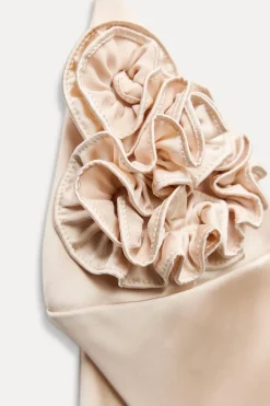 Best VESTIDO MIDI SATINADO VOLANTES Mujer Vestidos