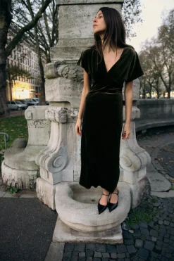 Sale VESTIDO MIDI TERCIOPELO Mujer Vestidos