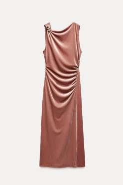 Fashion VESTIDO MIDI TERCIOPELO Mujer Vestidos