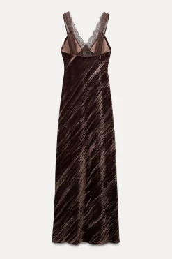 Discount VESTIDO MIDI TERCIOPELO ENCAJE Mujer Vestidos