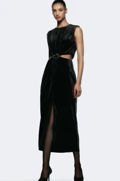 Online VESTIDO MIDI TERCIOPELO HEBILLA Mujer Vestidos