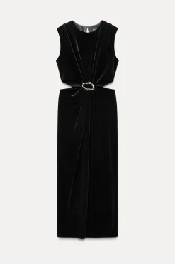 Online VESTIDO MIDI TERCIOPELO HEBILLA Mujer Vestidos