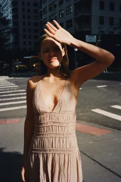 Discount VESTIDO MIDI TEXTURA Mujer Vestidos