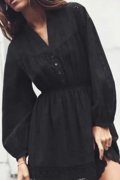 Hot VESTIDO MINI BORDADOS PERFORADOS Mujer Vestidos