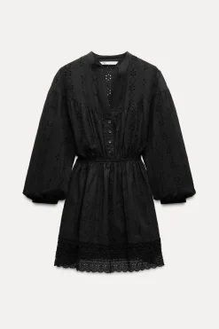 Hot VESTIDO MINI BORDADOS PERFORADOS Mujer Vestidos